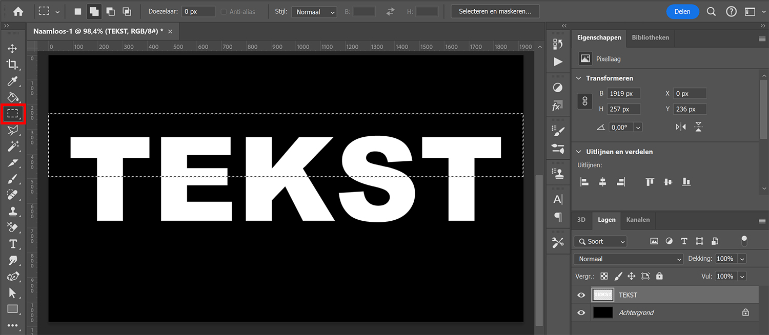 Een tekst halveren in Photoshop - Edit with Kim
